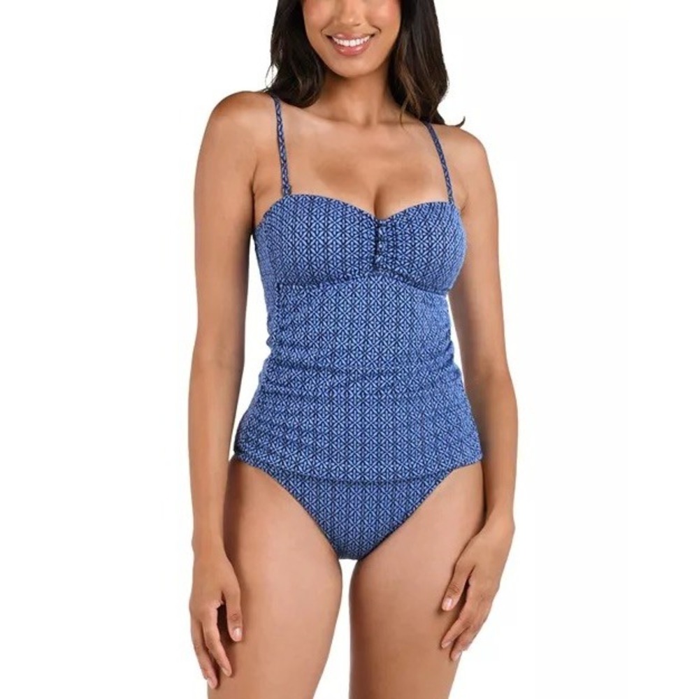NWT La Blanca Tankini and Bottom Set Women's Blue Chambray Swimsuit 8 $180